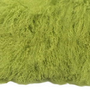 Homeroots 17" Lime Green Genuine Tibetan Lamb Fur Pillow With Microsuede Backing   334360