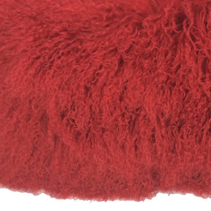 HomeRoots 17" Red Genuine Tibetan Lamb Fur Pillow for Luxurious Comfort & Stylish Support in Any Room 334361