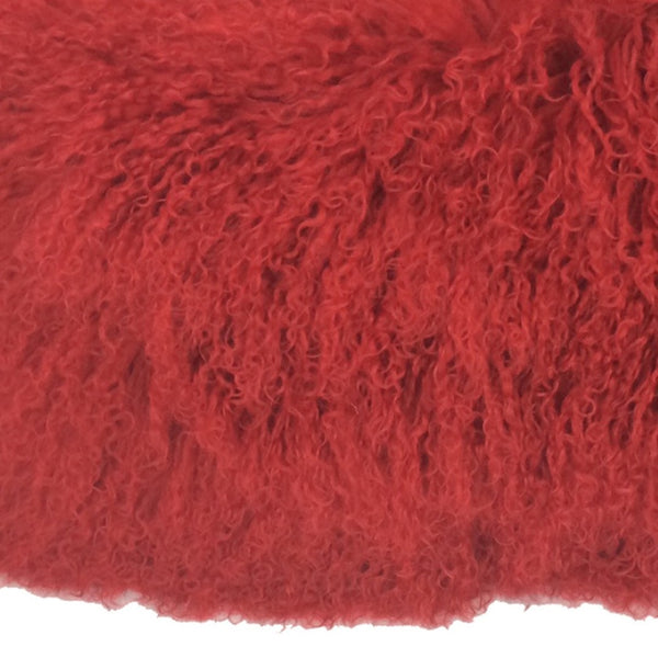 HomeRoots 17" Red Genuine Tibetan Lamb Fur Pillow for Luxurious Comfort & Stylish Support in Any Room 334361