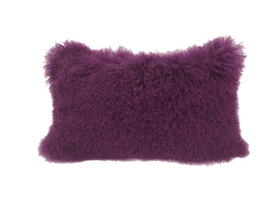 Homeroots 17" Purple Genuine Tibetan Lamb Fur Pillow With Microsuede Backing   334363