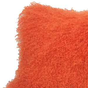HomeRoots 17" Orange Genuine Tibetan Lamb Fur Pillow - Luxurious Plush Comfort for Stylish Home Decor & Support 334365