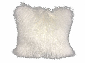 Homeroots 20" Bright White Genuine Tibetan Lamb Fur Pillow With Microsuede Backing   334367