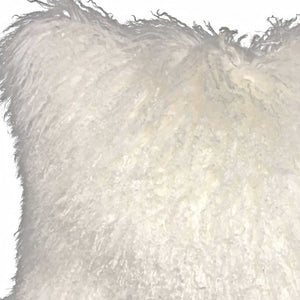 Homeroots 20" Bright White Genuine Tibetan Lamb Fur Pillow With Microsuede Backing   334367