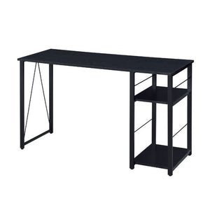 English Elm Rectangular Rustic Industrial Writing Desk with Metal Frame, 2-Tier Open Shelves for Storage and PC Black B016P312622