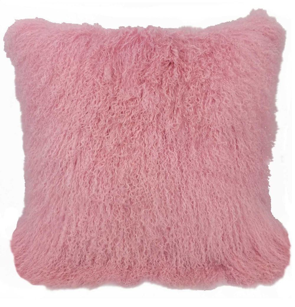 Homeroots 20" Pink Genuine Tibetan Lamb Fur Pillow With Microsuede Backing   334370