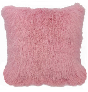 Homeroots 20" Pink Genuine Tibetan Lamb Fur Pillow With Microsuede Backing   334370