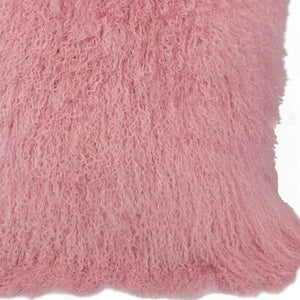 Homeroots 20" Pink Genuine Tibetan Lamb Fur Pillow With Microsuede Backing   334370