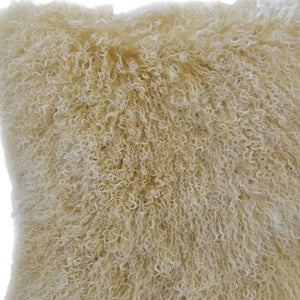Homeroots 20" Gold Genuine Tibetan Lamb Fur Pillow With Microsuede Backing   334372