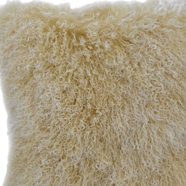 Homeroots 20" Gold Genuine Tibetan Lamb Fur Pillow With Microsuede Backing   334372
