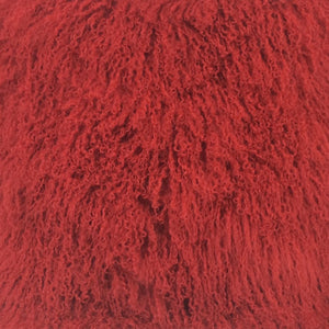 HomeRoots 20" Red Genuine Tibetan Lamb Fur Pillow – Luxurious Softness with Microsuede Back for Chic Decor 334375