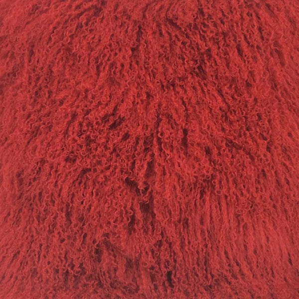 HomeRoots 20" Red Genuine Tibetan Lamb Fur Pillow – Luxurious Softness with Microsuede Back for Chic Decor 334375