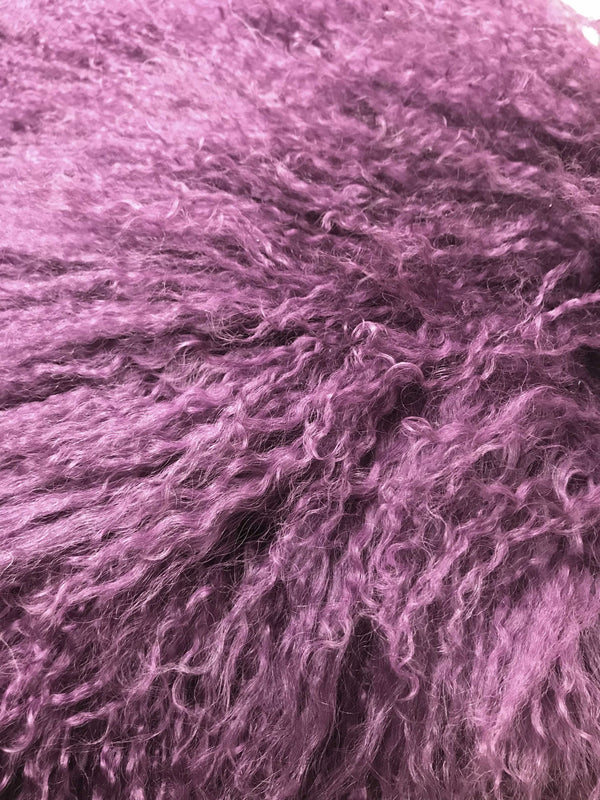 Homeroots 20" Purple Genuine Tibetan Lamb Fur Pillow With Microsuede Backing   334377