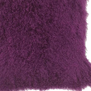 Homeroots 20" Purple Genuine Tibetan Lamb Fur Pillow With Microsuede Backing   334377