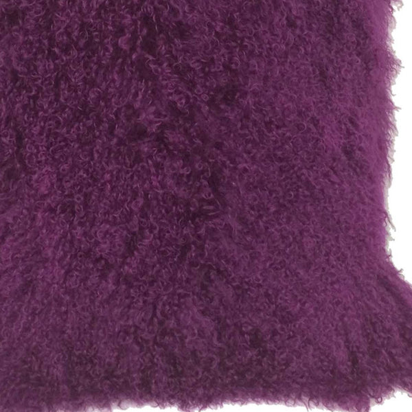 Homeroots 20" Purple Genuine Tibetan Lamb Fur Pillow With Microsuede Backing   334377