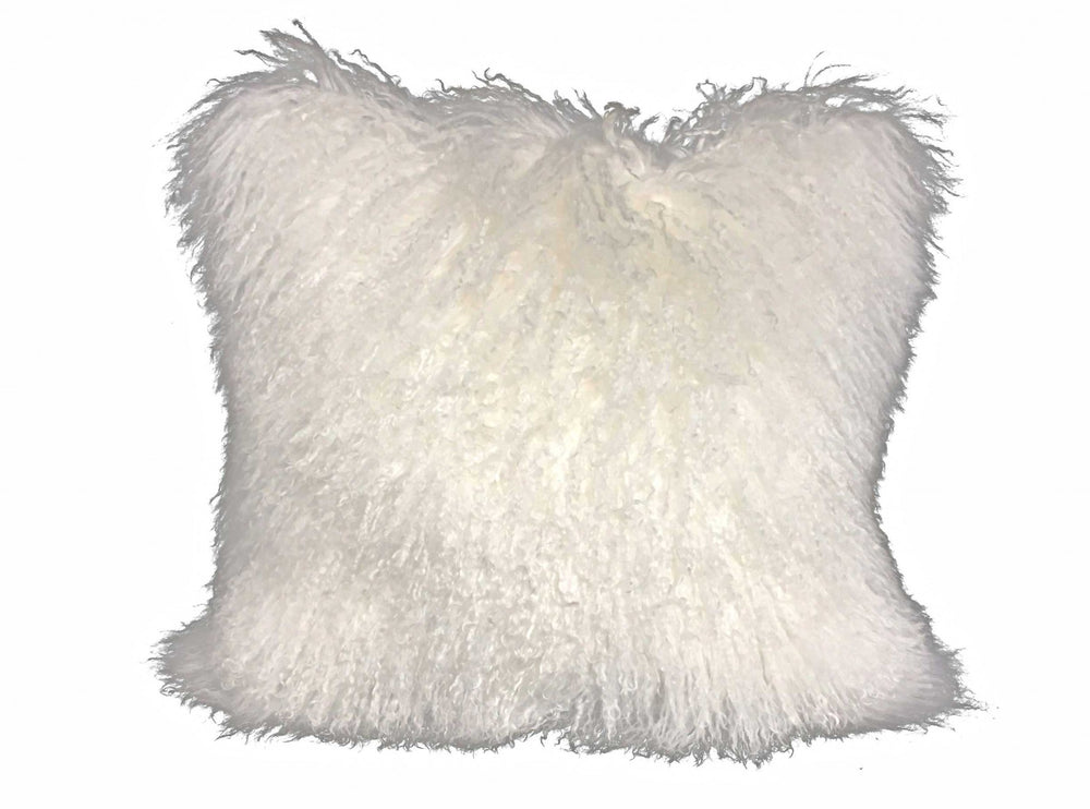 Homeroots 24" Bright White Genuine Tibetan Lamb Fur Pillow With Microsuede Backing   334381