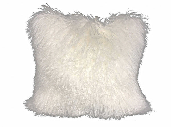 Homeroots 24" Bright White Genuine Tibetan Lamb Fur Pillow With Microsuede Backing   334381