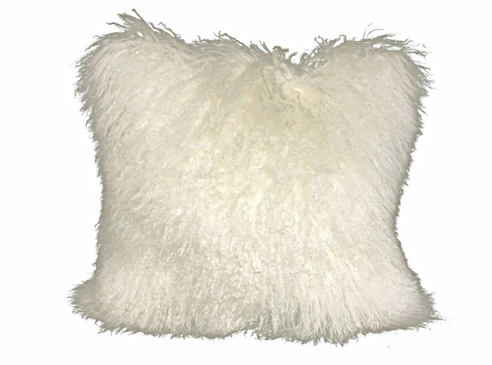 Homeroots 24" Creamy Genuine Tibetan Lamb Fur Pillow With Microsuede Backing   334382