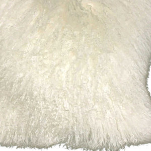Homeroots 24" Creamy Genuine Tibetan Lamb Fur Pillow With Microsuede Backing   334382