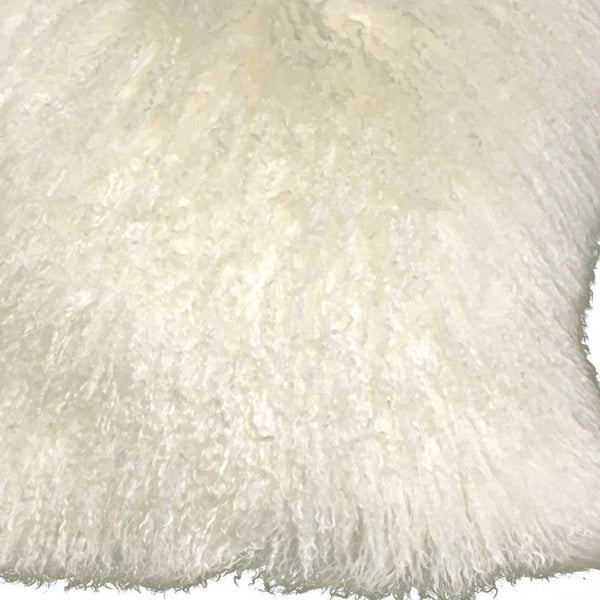 Homeroots 24" Creamy Genuine Tibetan Lamb Fur Pillow With Microsuede Backing   334382