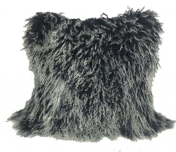 HomeRoots 24" Black Tibetan Lamb Fur Pillow – Luxurious Softness with Durable Microsuede Backing, Chic Style 334383