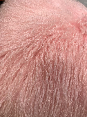 Homeroots 24" Pink Genuine Tibetan Lamb Fur Pillow With Microsuede Backing   334384