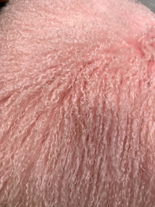 Homeroots 24" Pink Genuine Tibetan Lamb Fur Pillow With Microsuede Backing   334384