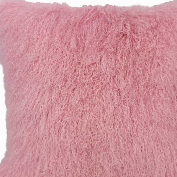 Homeroots 24" Pink Genuine Tibetan Lamb Fur Pillow With Microsuede Backing   334384