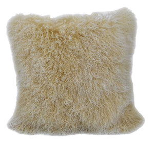 Homeroots 24" Gold Genuine Tibetan Lamb Fur Pillow With Microsuede Backing   334386