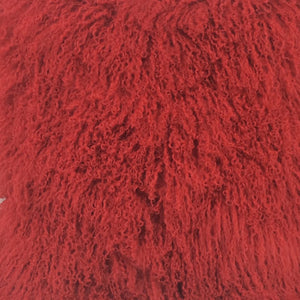 HomeRoots 24" Red Luxurious Tibetan Lamb Fur Pillow with Soft Microsuede Backing for Bold Home Décor 334389