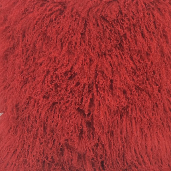 HomeRoots 24" Red Luxurious Tibetan Lamb Fur Pillow with Soft Microsuede Backing for Bold Home Décor 334389