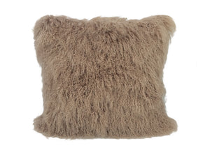 Homeroots 24" Beige Genuine Tibetan Lamb Fur Pillow With Microsuede Backing   334390