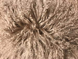 Homeroots 24" Beige Genuine Tibetan Lamb Fur Pillow With Microsuede Backing   334390