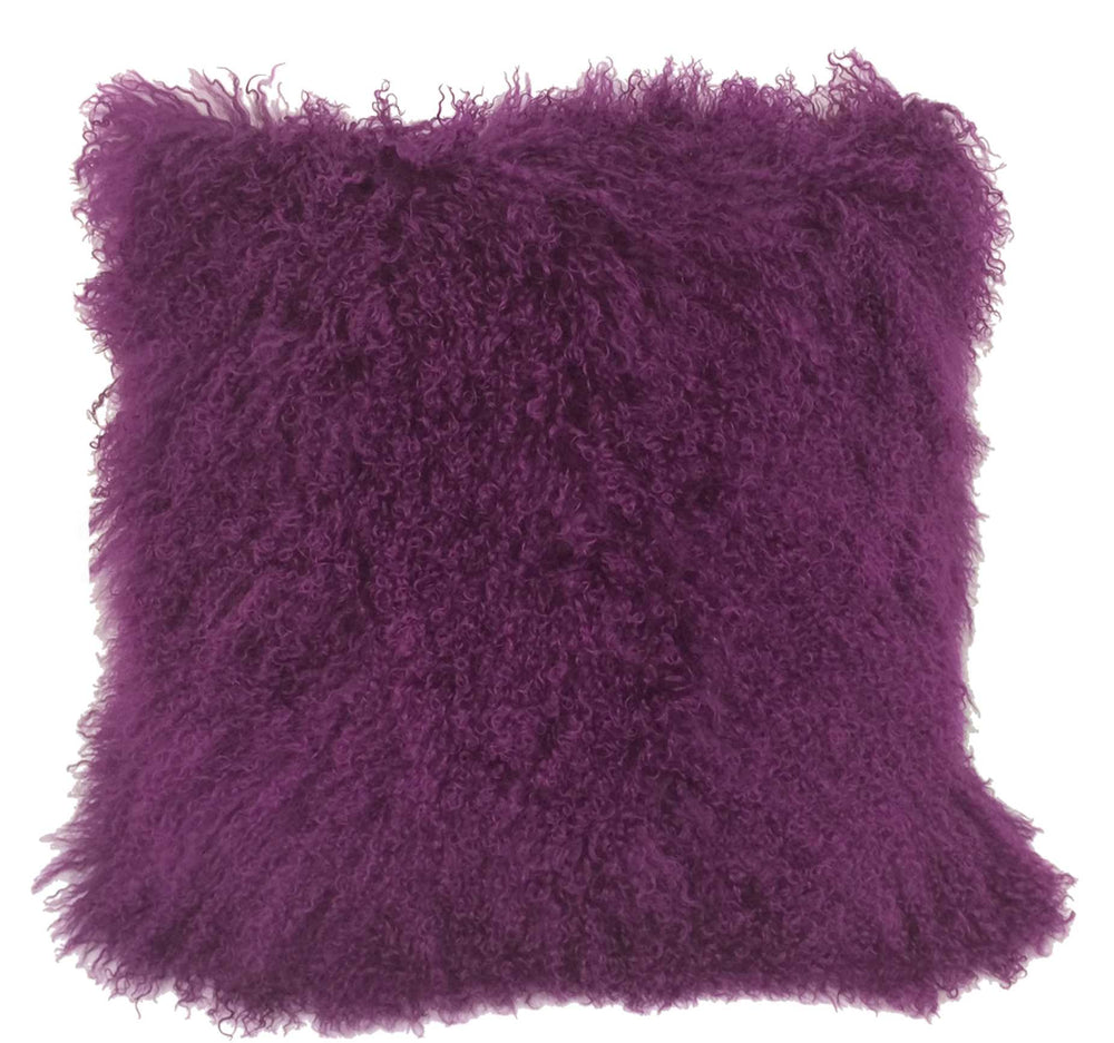 Homeroots 24" Purple Genuine Tibetan Lamb Fur Pillow With Microsuede Backing   334391