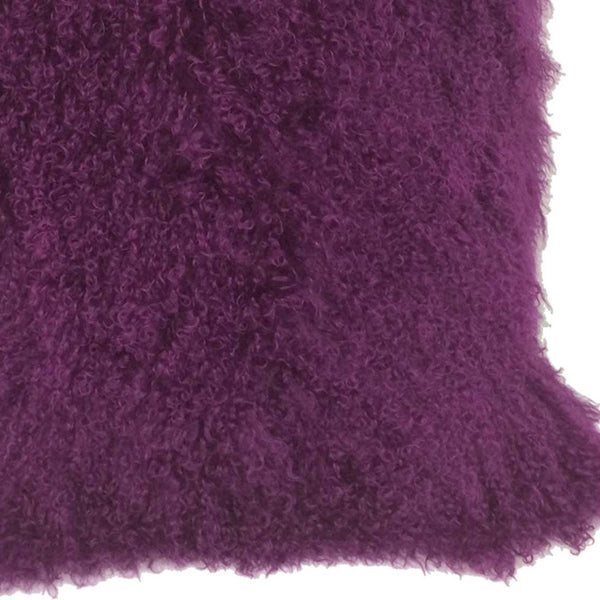 Homeroots 24" Purple Genuine Tibetan Lamb Fur Pillow With Microsuede Backing   334391