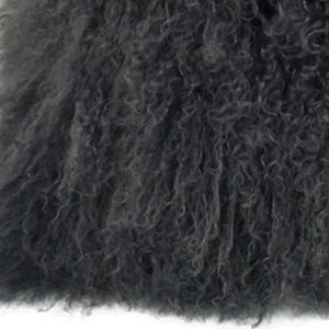 Homeroots 24" Charcoal Genuine Tibetan Lamb Fur Pillow With Microsuede Backing   334392