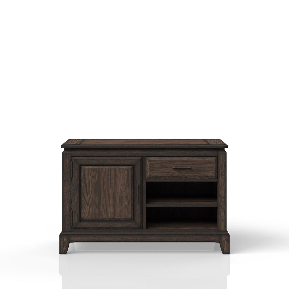 English Elm Chocolate Solid Wood Office Storage Credenza with Drawers, Shelves & Traditional Design for Home B2699P208300