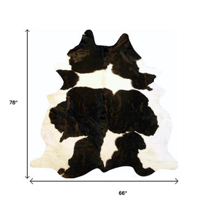 HomeRoots 5' Handmade Cowhide Area Rug - Rustic Elegance for Warmth, Unique Texture, and Style in Any Room Holstein 334409
