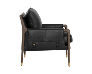 Sunpan Mauti Armchair - Luxurious 100% Bovine Leather with Elegant Wood Frame for Timeless Comfort and Style Distressed Brown / Cortina Black Leather