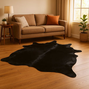 HomeRoots 5' Handmade Cowhide Area Rug - Rustic Elegance for Warmth, Unique Texture, and Style in Any Room Natural Black 334411