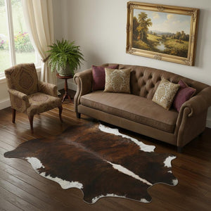 HomeRoots 6' Handmade Cowhide Area Rug - Rustic Elegance, Unique Texture, Durable Design for Any Space Classic 334418