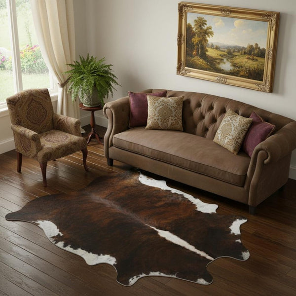 HomeRoots 6' Handmade Cowhide Area Rug - Rustic Elegance, Unique Texture, Durable Design for Any Space Classic 334418