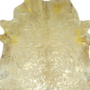 HomeRoots 6' Handmade Cowhide Area Rug - Rustic Elegance, Unique Texture, Durable Design for Any Space Gold Devore 334419