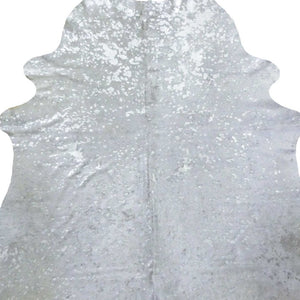 HomeRoots 6' Handmade Cowhide Area Rug - Rustic Elegance, Unique Texture, Durable Design for Any Space Silver Devore 334420