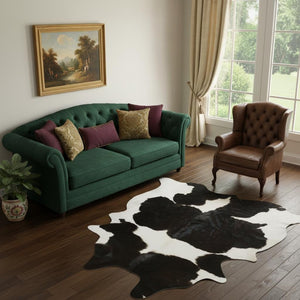 HomeRoots 6' Handmade Cowhide Area Rug - Rustic Elegance, Unique Texture, Durable Design for Any Space Holstein 334421