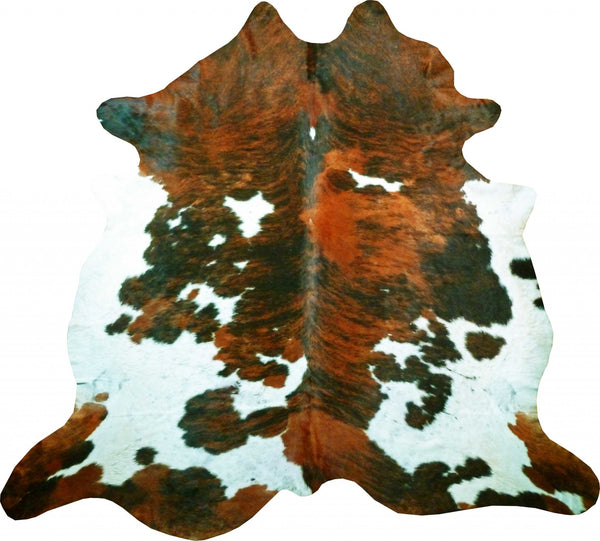 Homeroots 6.5 Ft  Tri-colored Brindled Cowhide Rug Tri,Colored Cowhide 334423