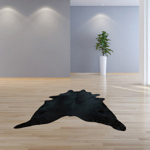 Homeroots 6.5 Ft  Black Dyed Brindled Cowhide Rug Black Dyed Cowhide 334425