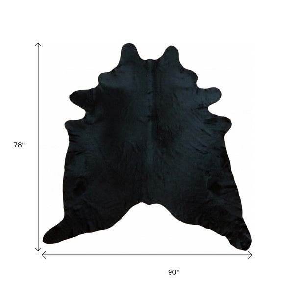 HomeRoots 6' Handmade Cowhide Area Rug - Rustic Elegance, Unique Texture, Durable Design for Any Space Black Dyed 334425
