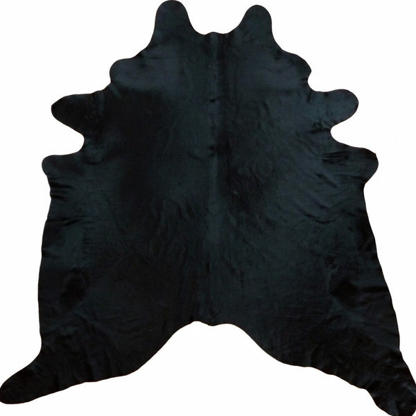 HomeRoots 6' Handmade Cowhide Area Rug - Rustic Elegance, Unique Texture, Durable Design for Any Space Black Dyed 334425