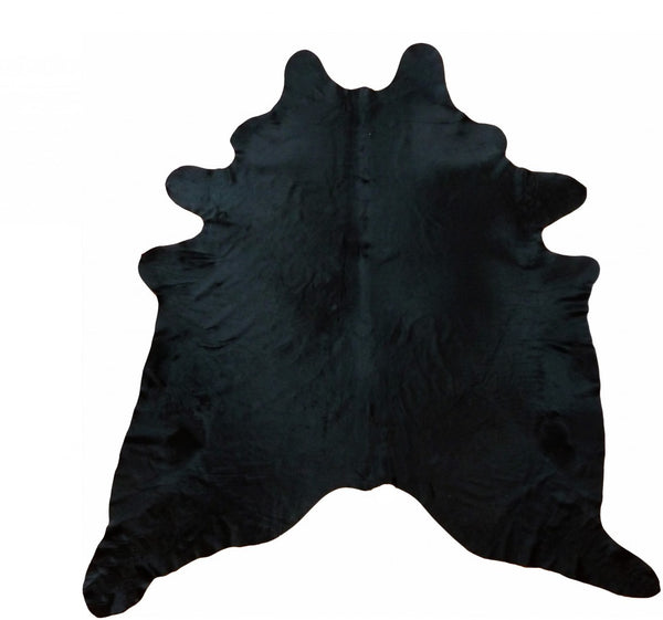 HomeRoots 6' Handmade Cowhide Area Rug - Rustic Elegance, Unique Texture, Durable Design for Any Space Black Dyed 334425