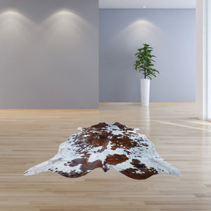 Homeroots 6.5 Ft  Brown And White Brindled Cowhide Rug Brown And White Cowhide 334426